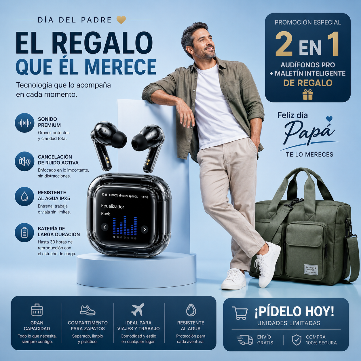 🎁 DAZH2 Pack Día del Padre: Audífono Premium + Maletín Multiuso