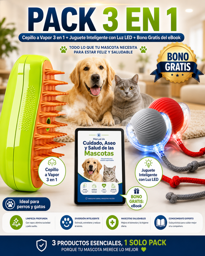Pack 3 en 1 para mascotas + bono de regalo